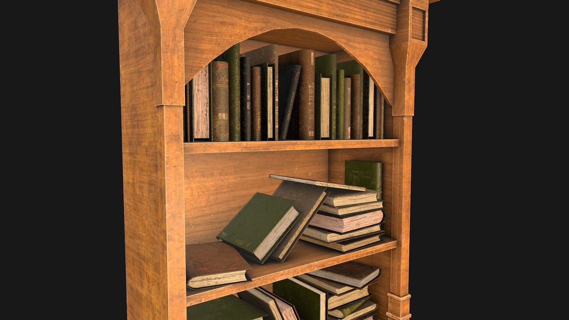 Medieval Bookshelf PBR Library Low-poly 3D model_12
