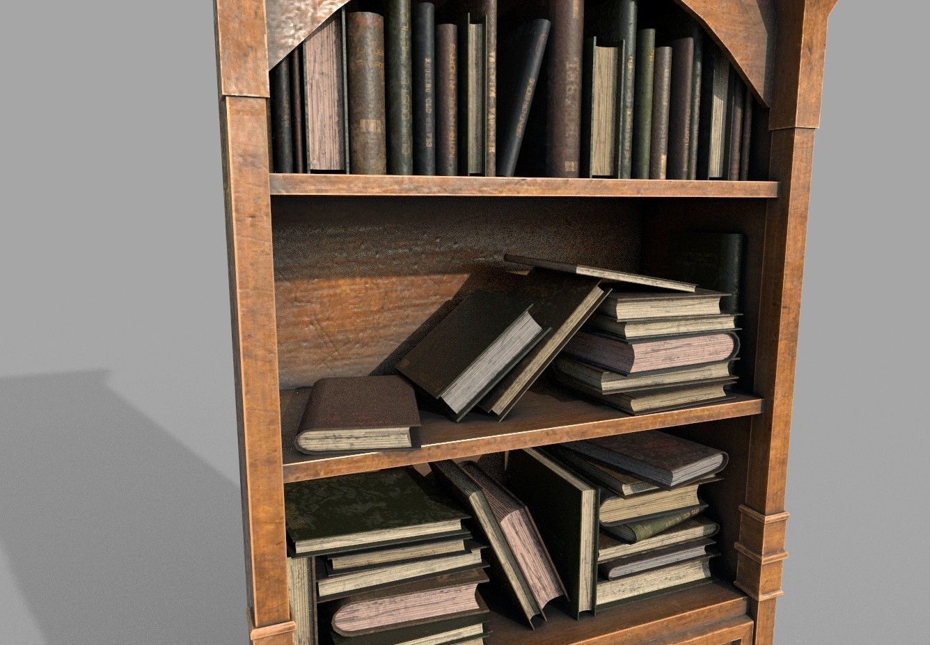Medieval Bookshelf PBR Library Low-poly 3D model_13