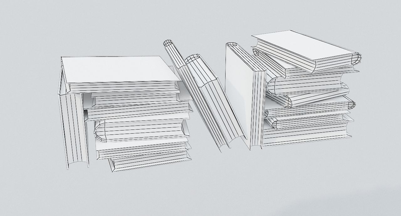 Medieval Bookshelf PBR Library Low-poly 3D model_16