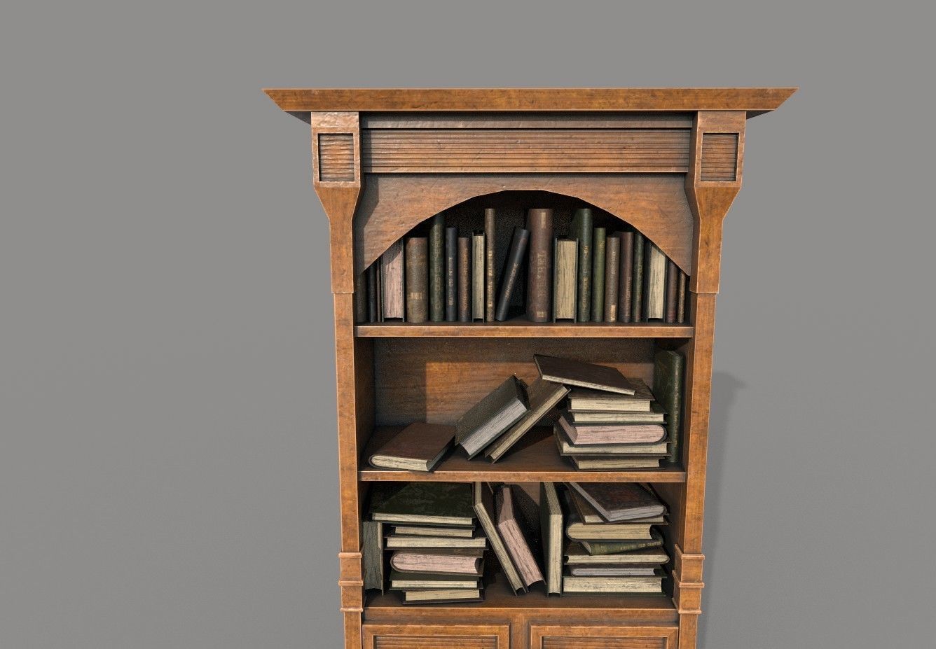 Medieval Bookshelf PBR Library Low-poly 3D model_2