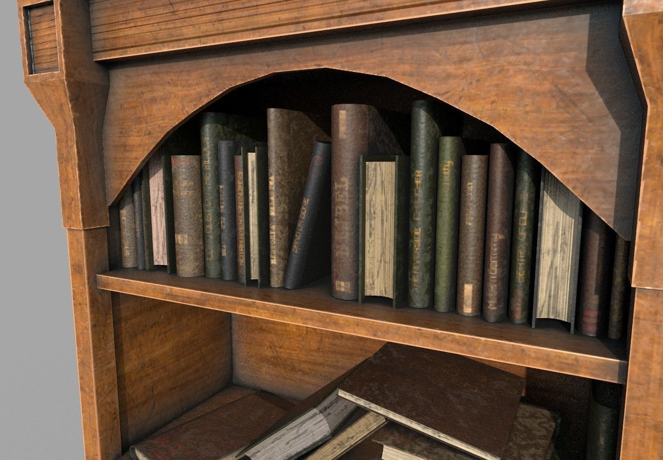 Medieval Bookshelf PBR Library Low-poly 3D model_6