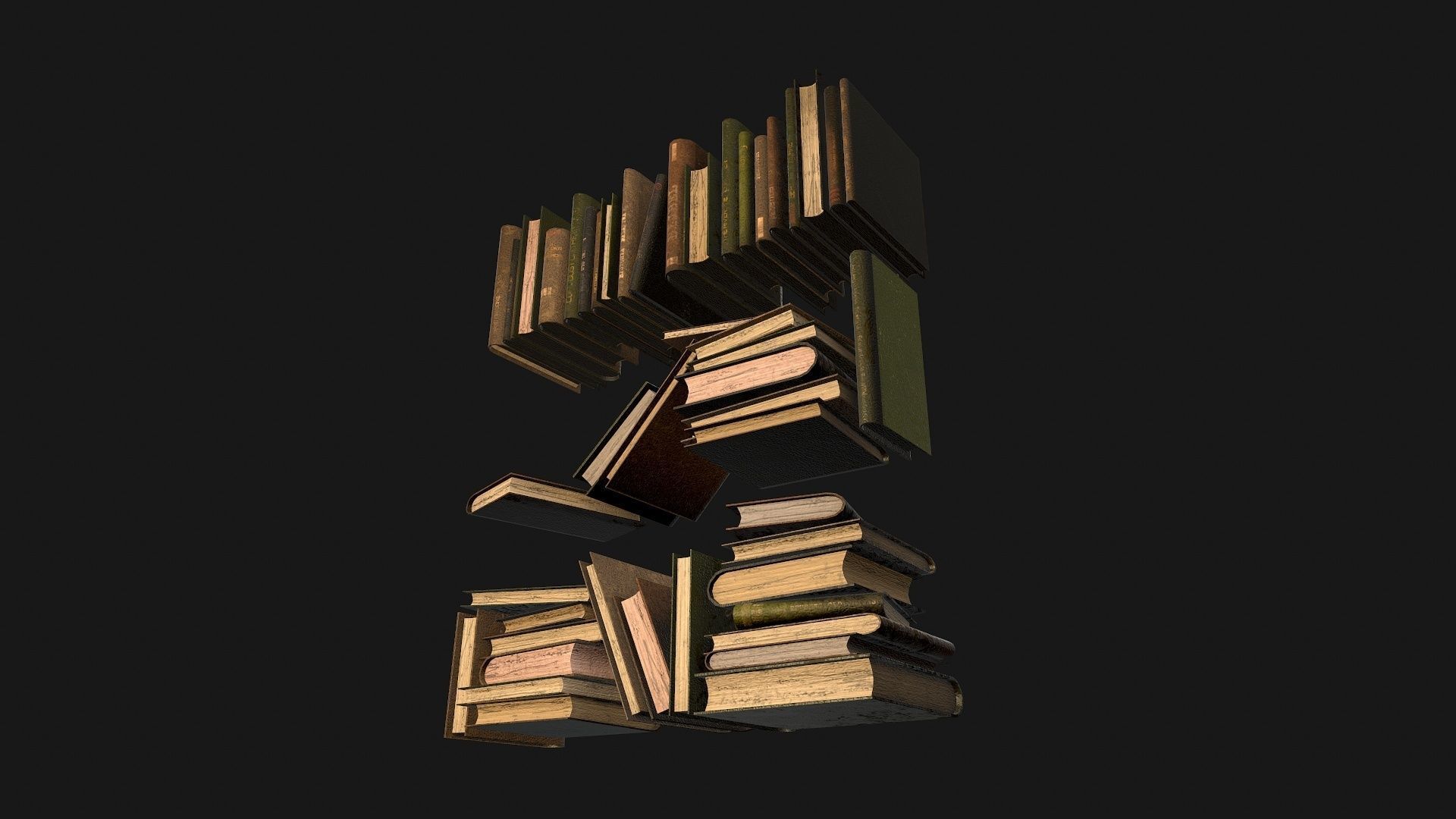 Medieval Bookshelf PBR Library Low-poly 3D model_8