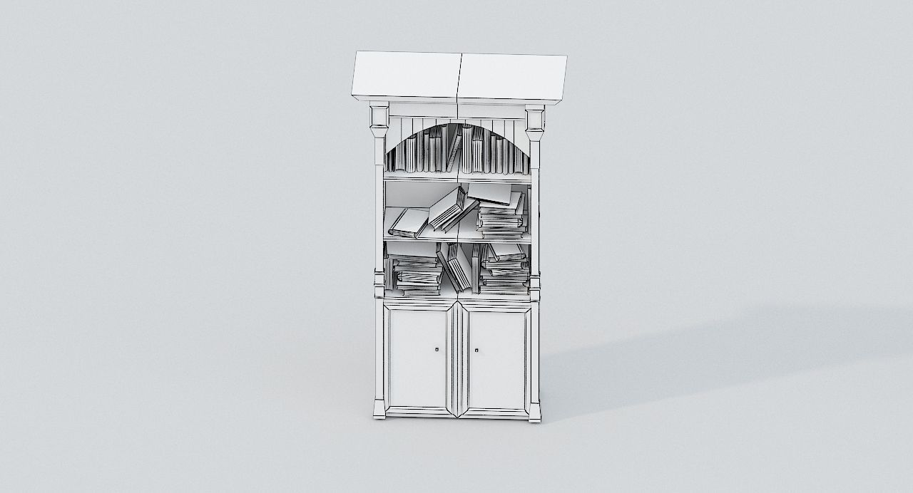 Medieval Bookshelf PBR Library Low-poly 3D model_15
