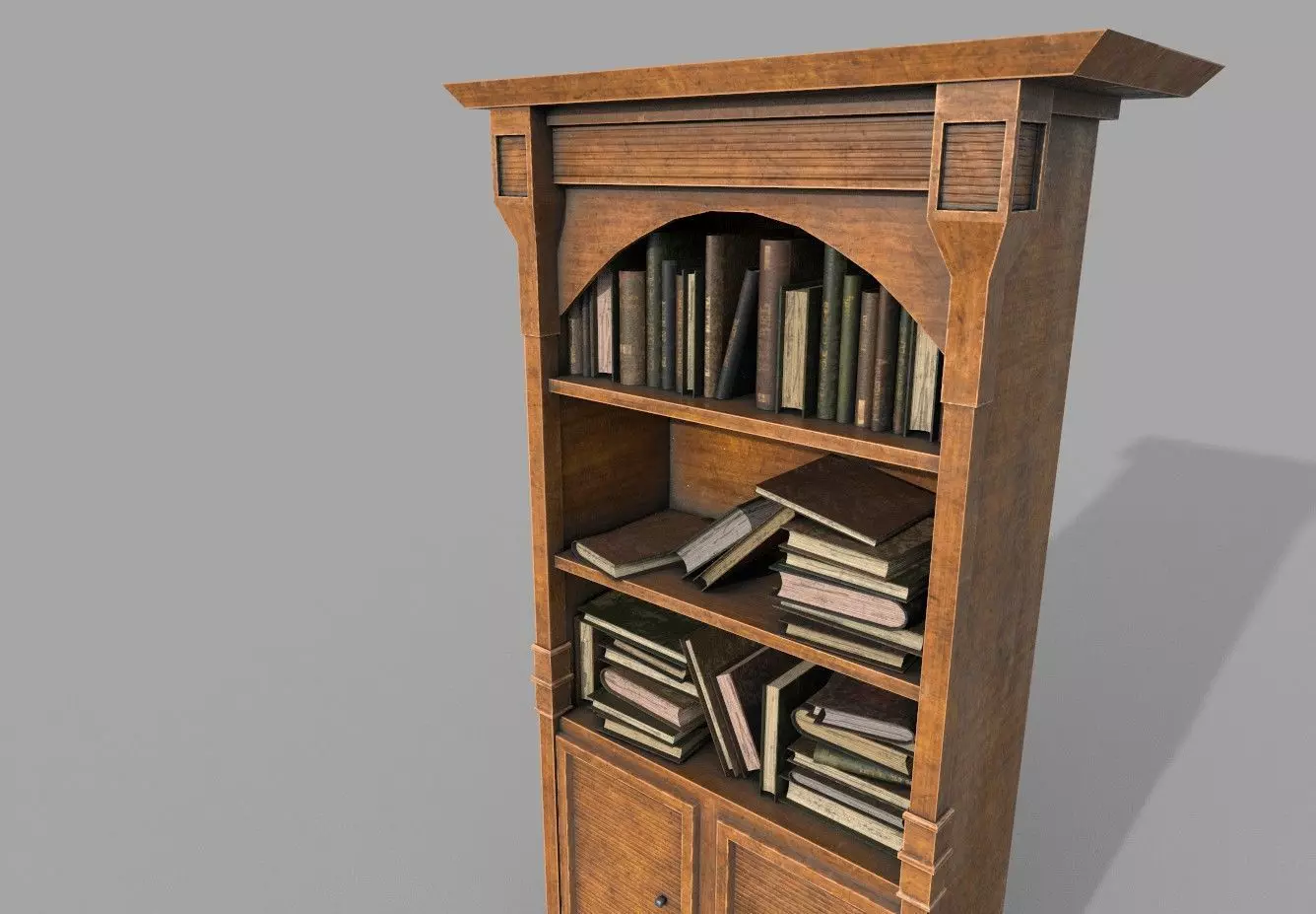 Medieval Bookshelf PBR Library Low-poly 3D model_0