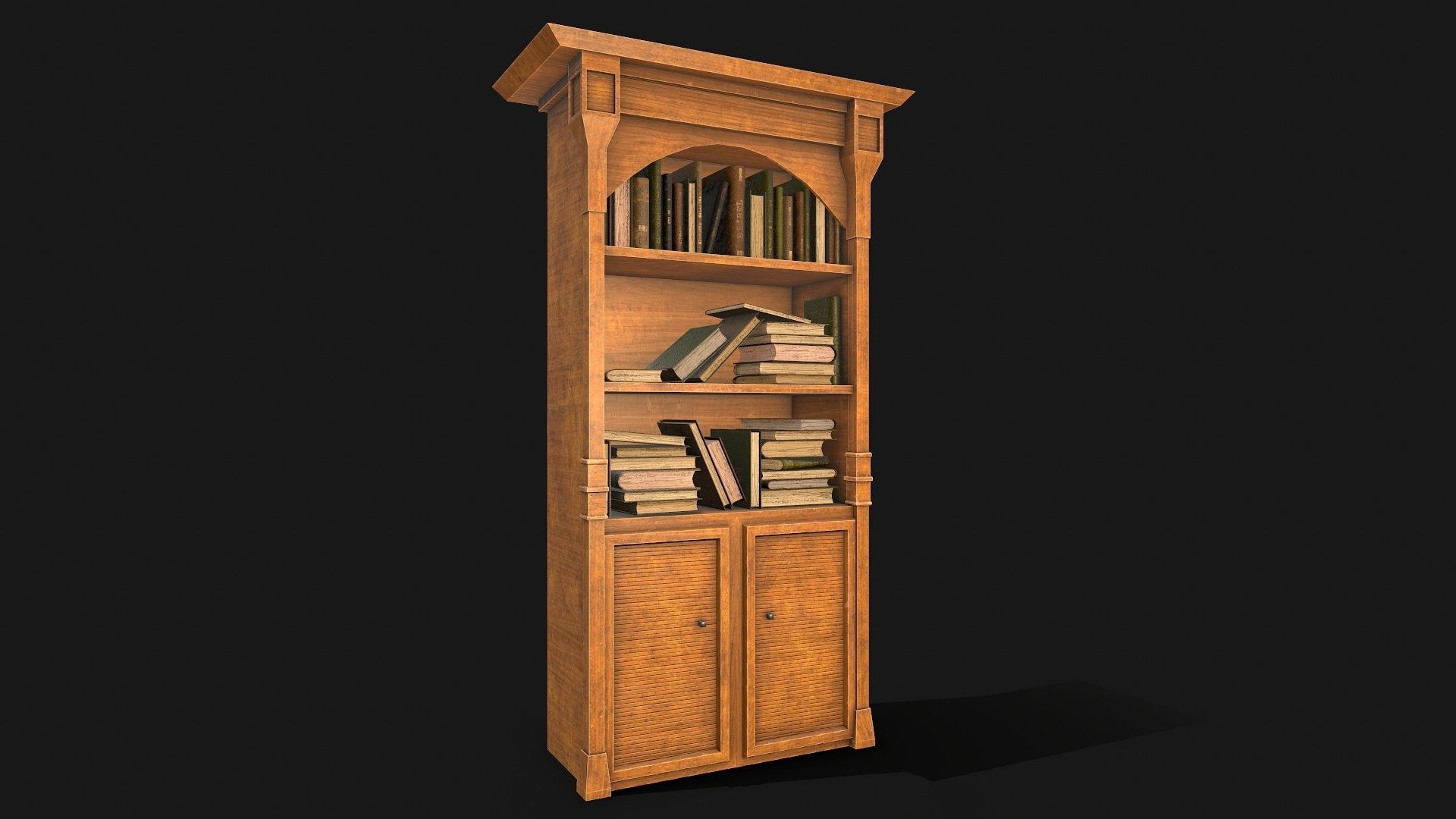 Medieval Bookshelf PBR Library Low-poly 3D model_9