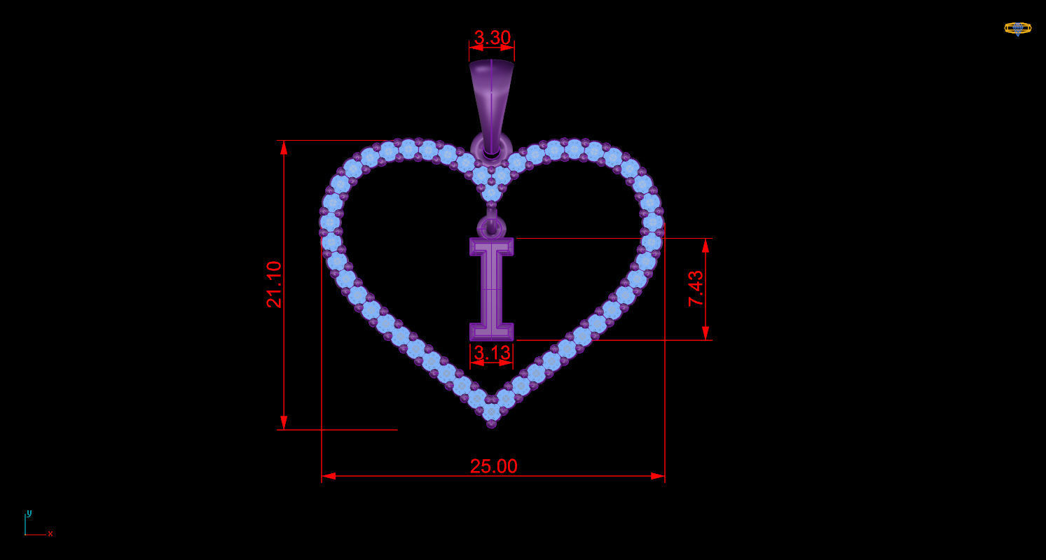 Heart Alphabet I 3D print model_9