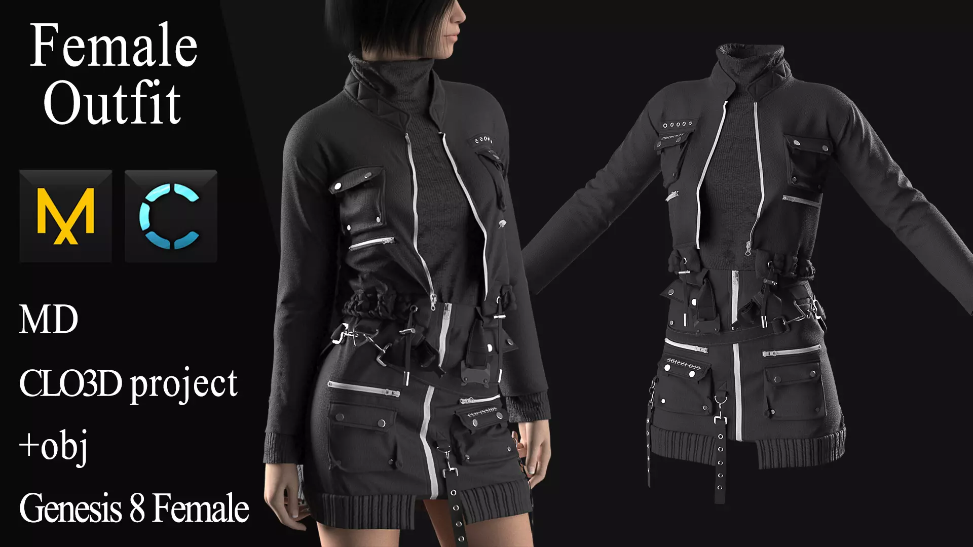 Female Modern Outfit 4 3D model_0