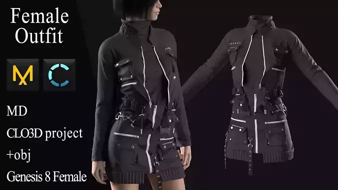 Female Modern Outfit 4 3D model