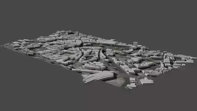 Bristol City Centre Topographic satellite with buildings Free 3D model