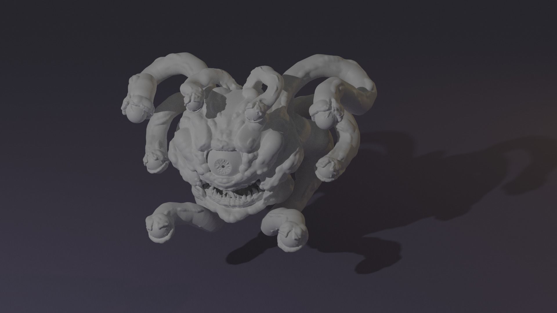 Beholder monster with claws and teeth 3D print model_1