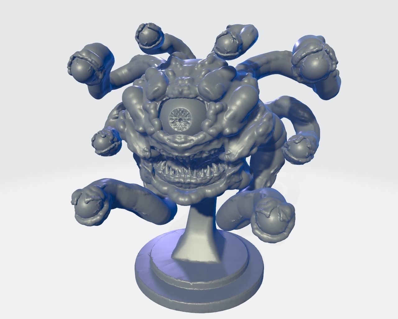 Beholder monster with claws and teeth 3D print model_2
