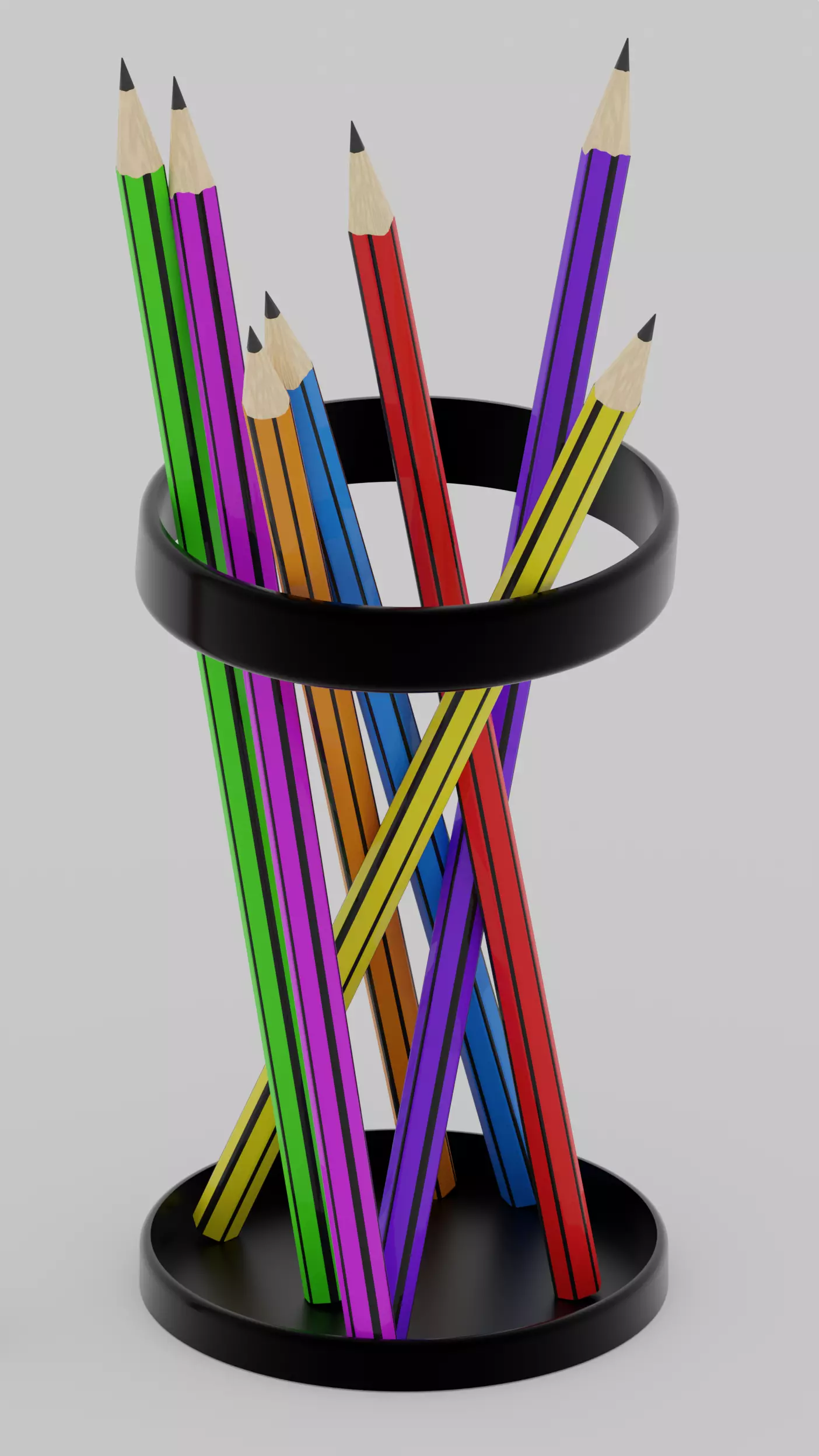 Pencil holder pencils Free low-poly 3D model_0