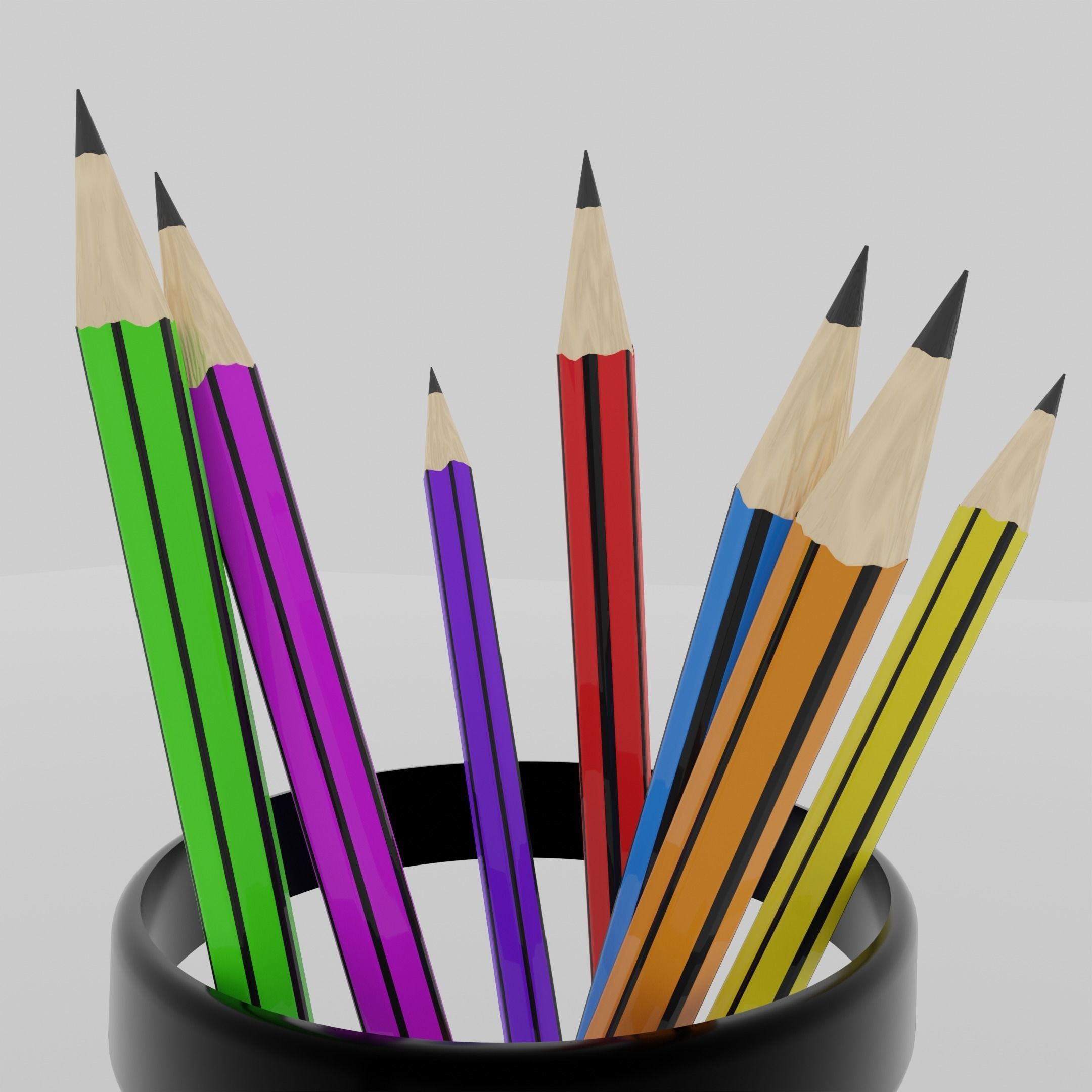 Pencil holder pencils Free low-poly 3D model_3