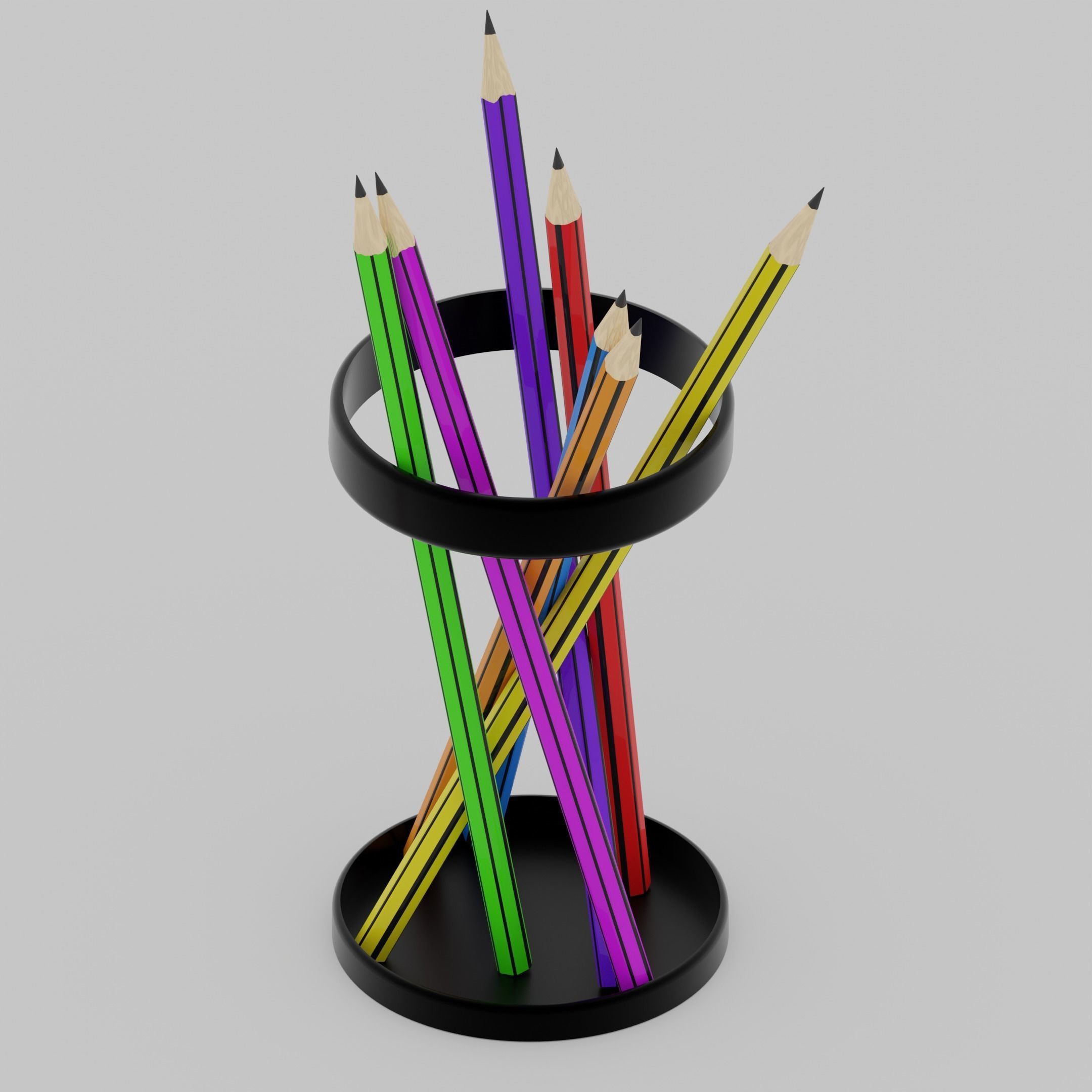 Pencil holder pencils Free low-poly 3D model_4