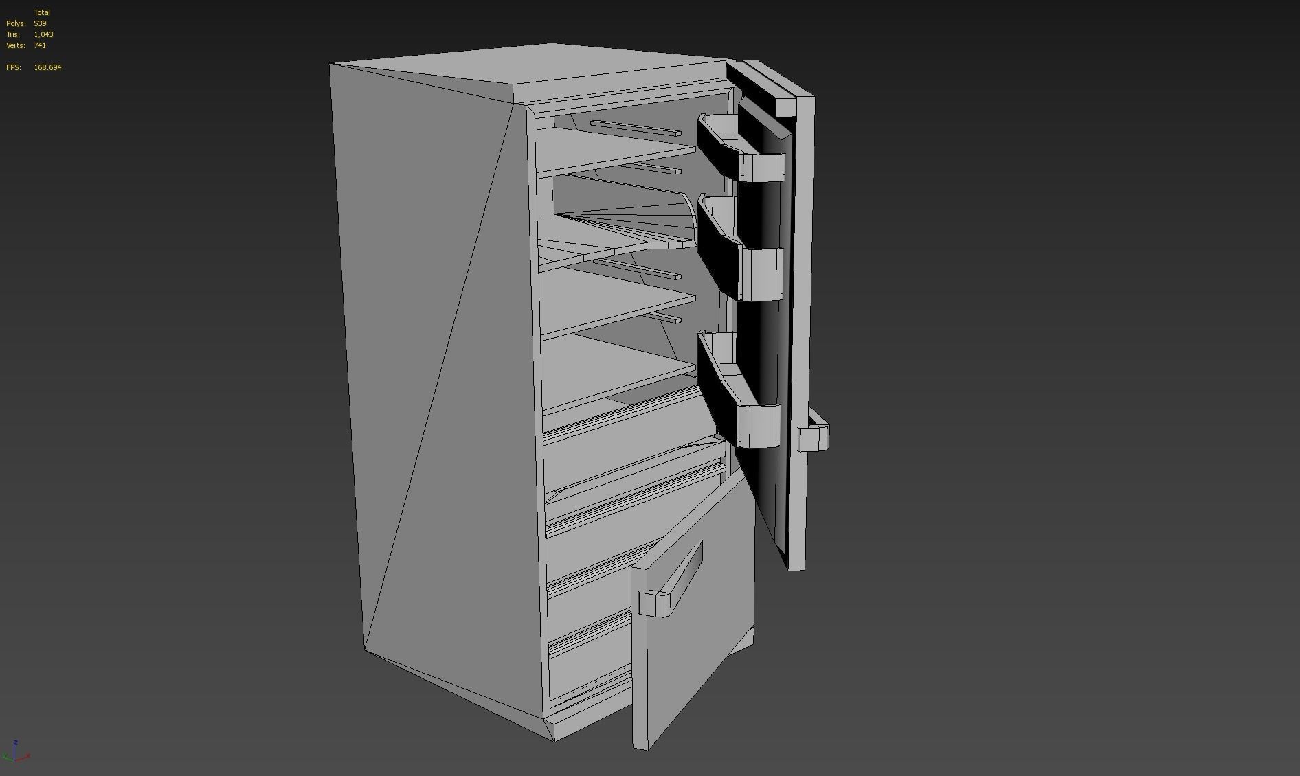 Fridge refrigerator Low-poly 3D model_7