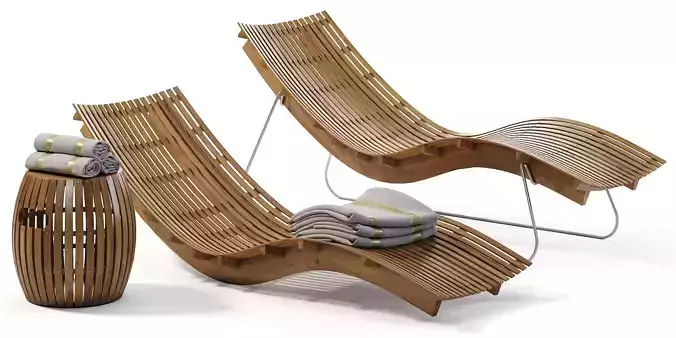 Swing teak stacking chaise longue