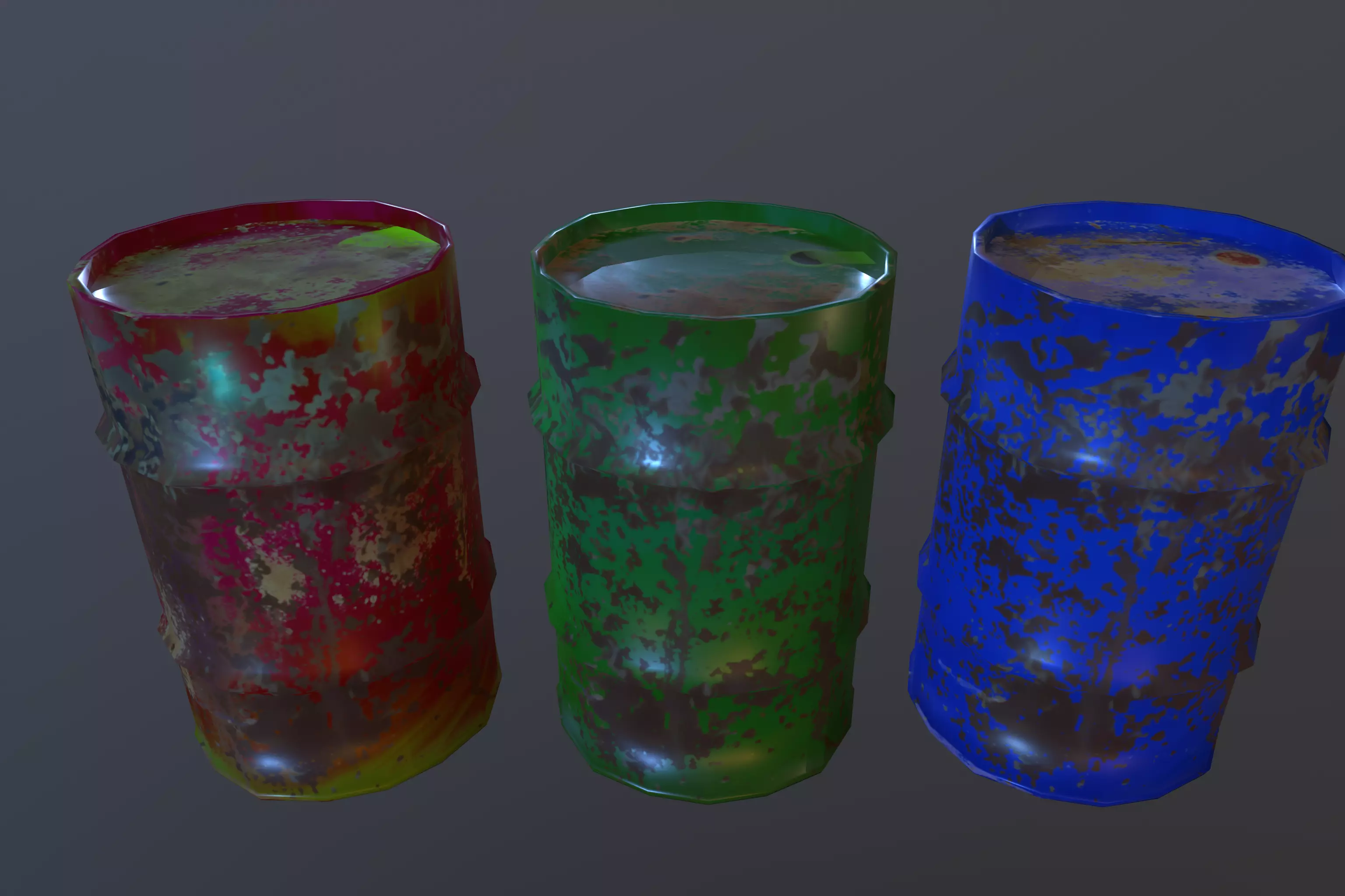 Barrel metal Low-poly 3D model_0