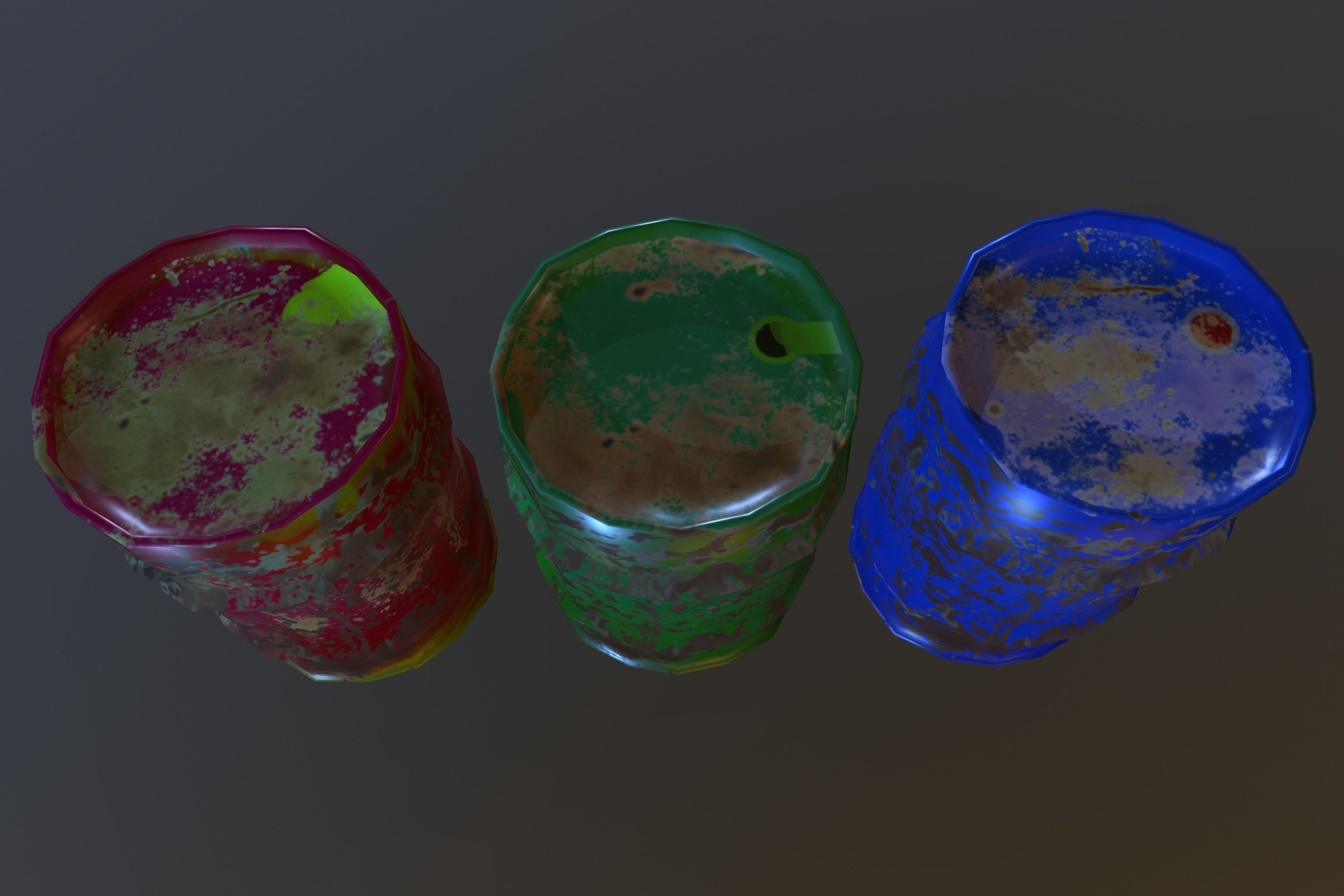 Barrel metal Low-poly 3D model_1