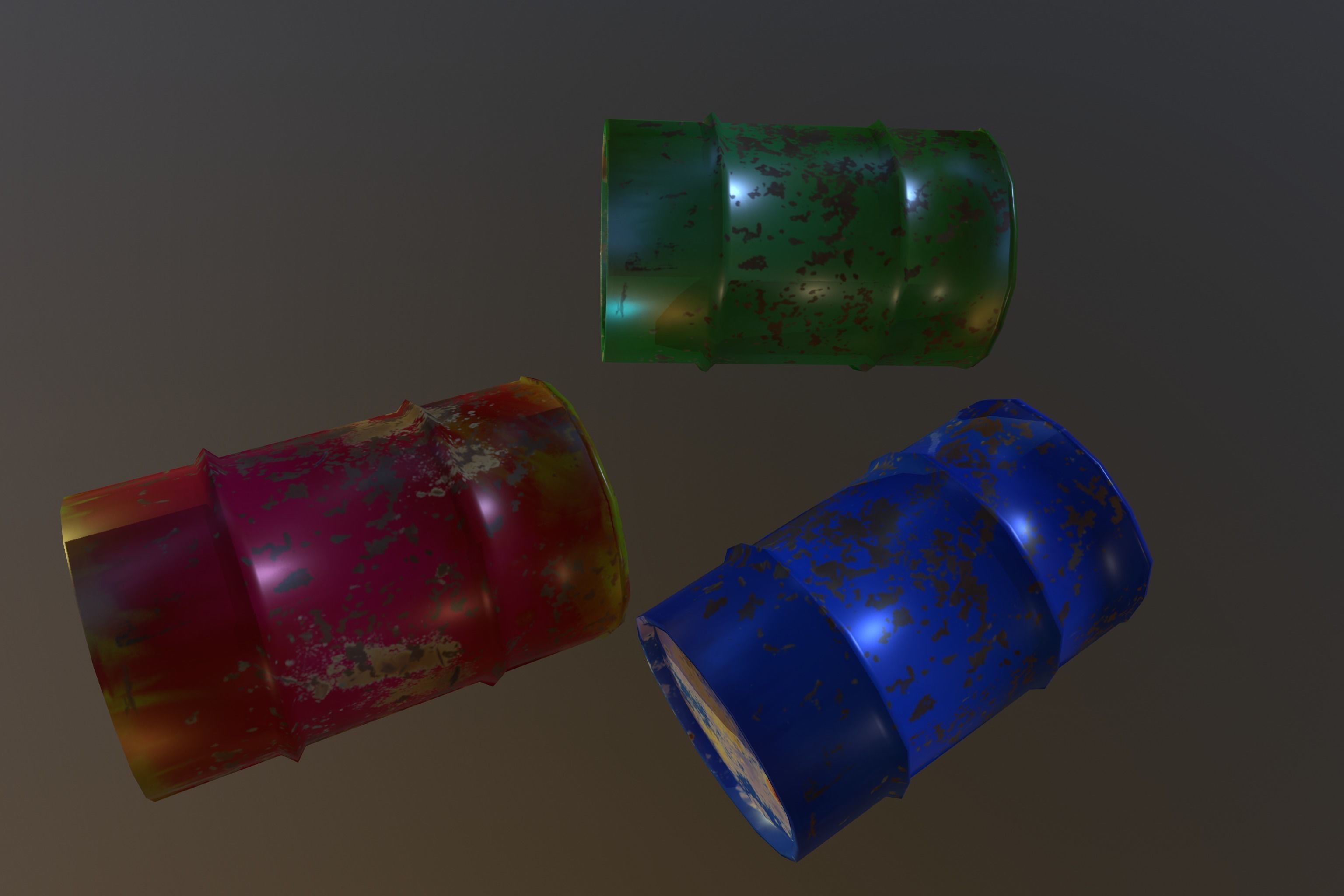 Barrel metal Low-poly 3D model_4