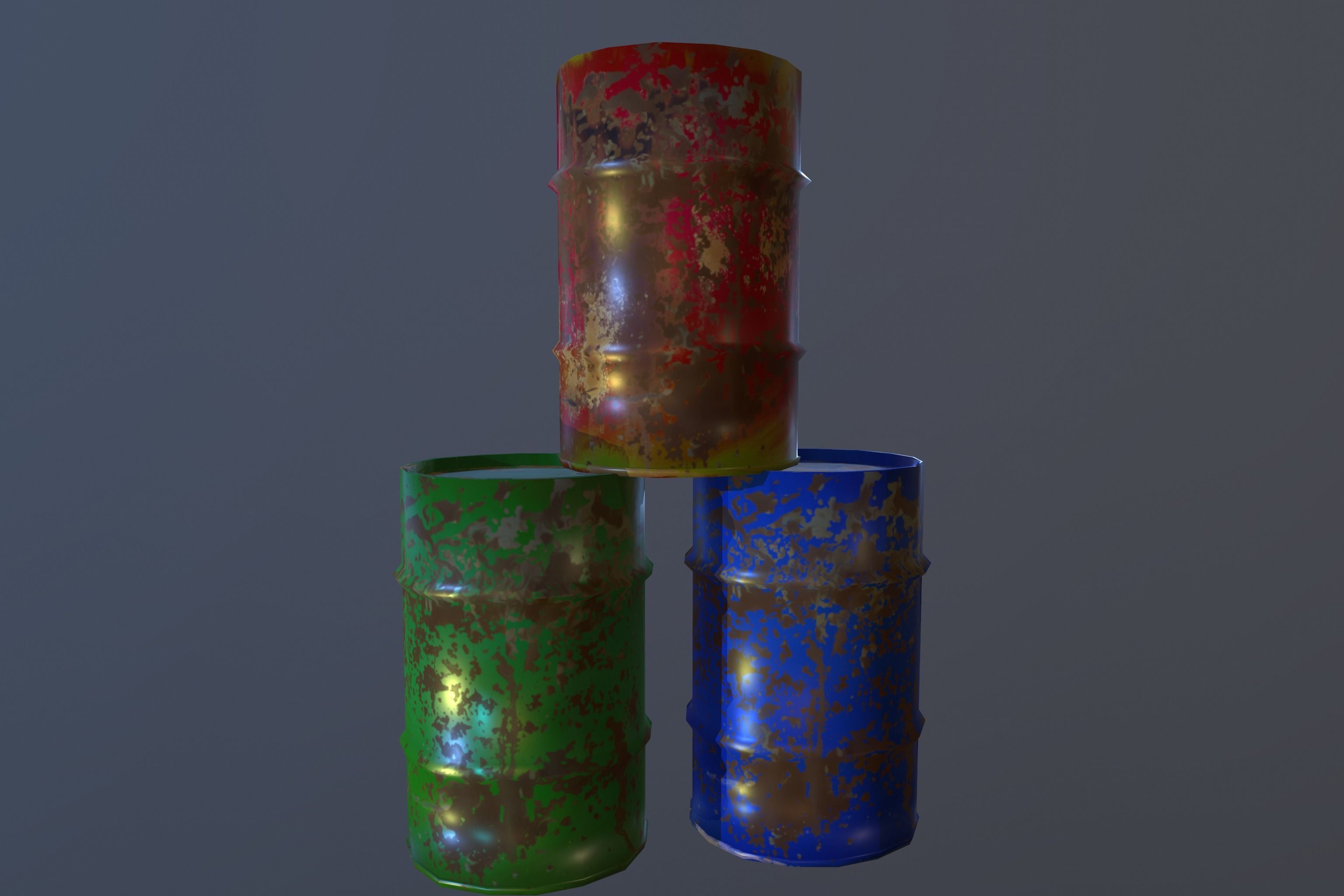 Barrel metal Low-poly 3D model_3