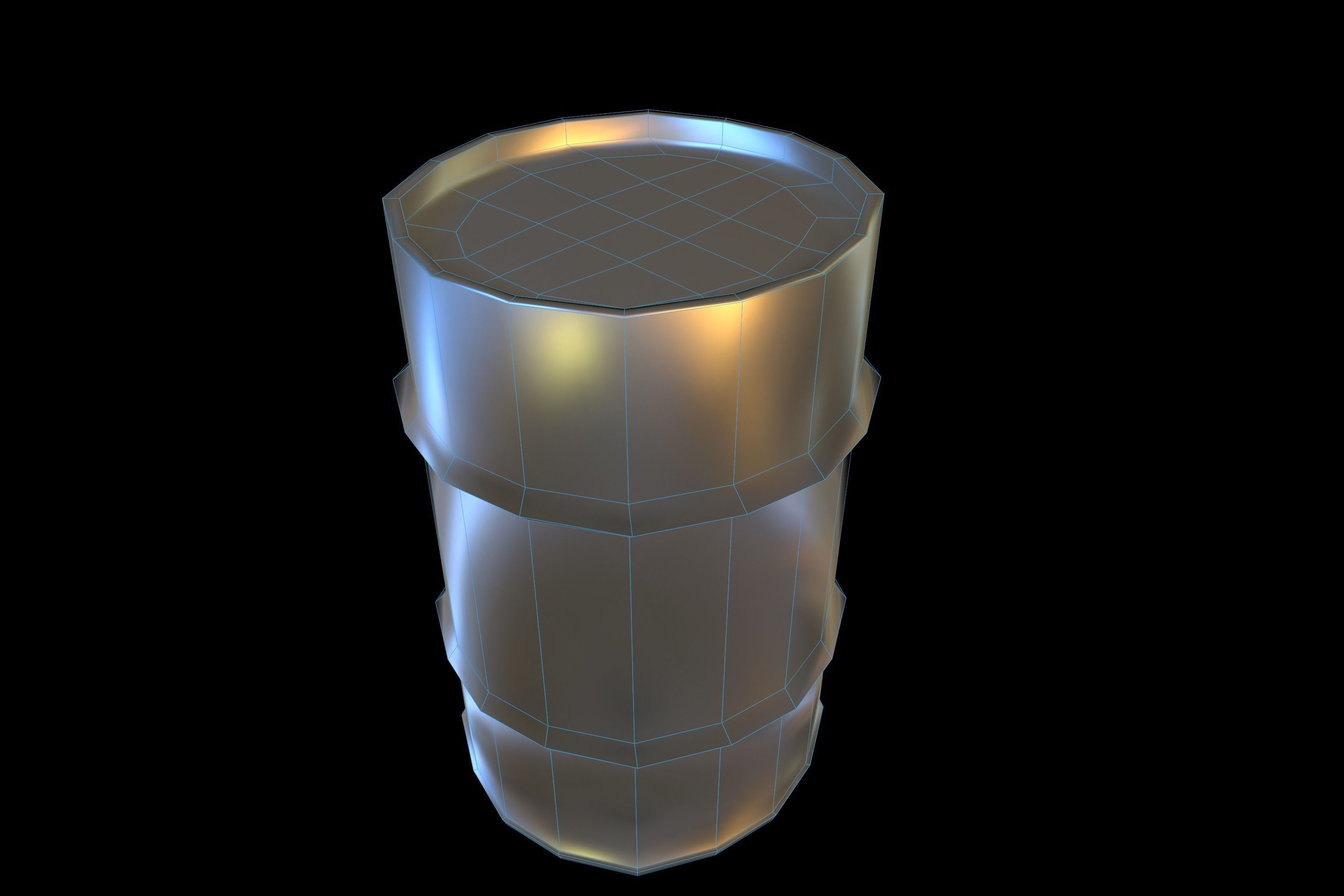 Barrel metal Low-poly 3D model_5