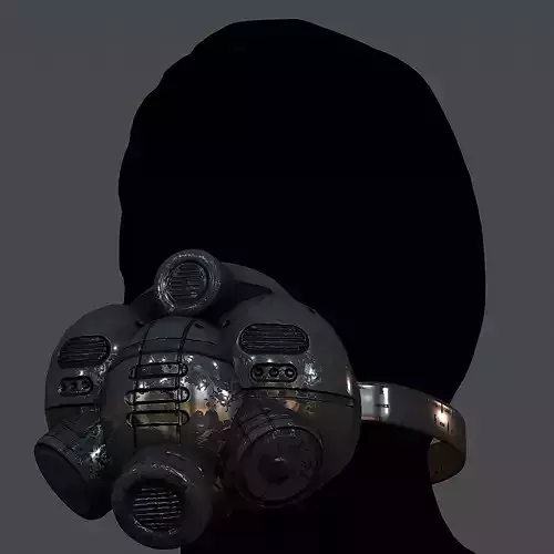Gas mask helmet 3d model scifi Low-poly 