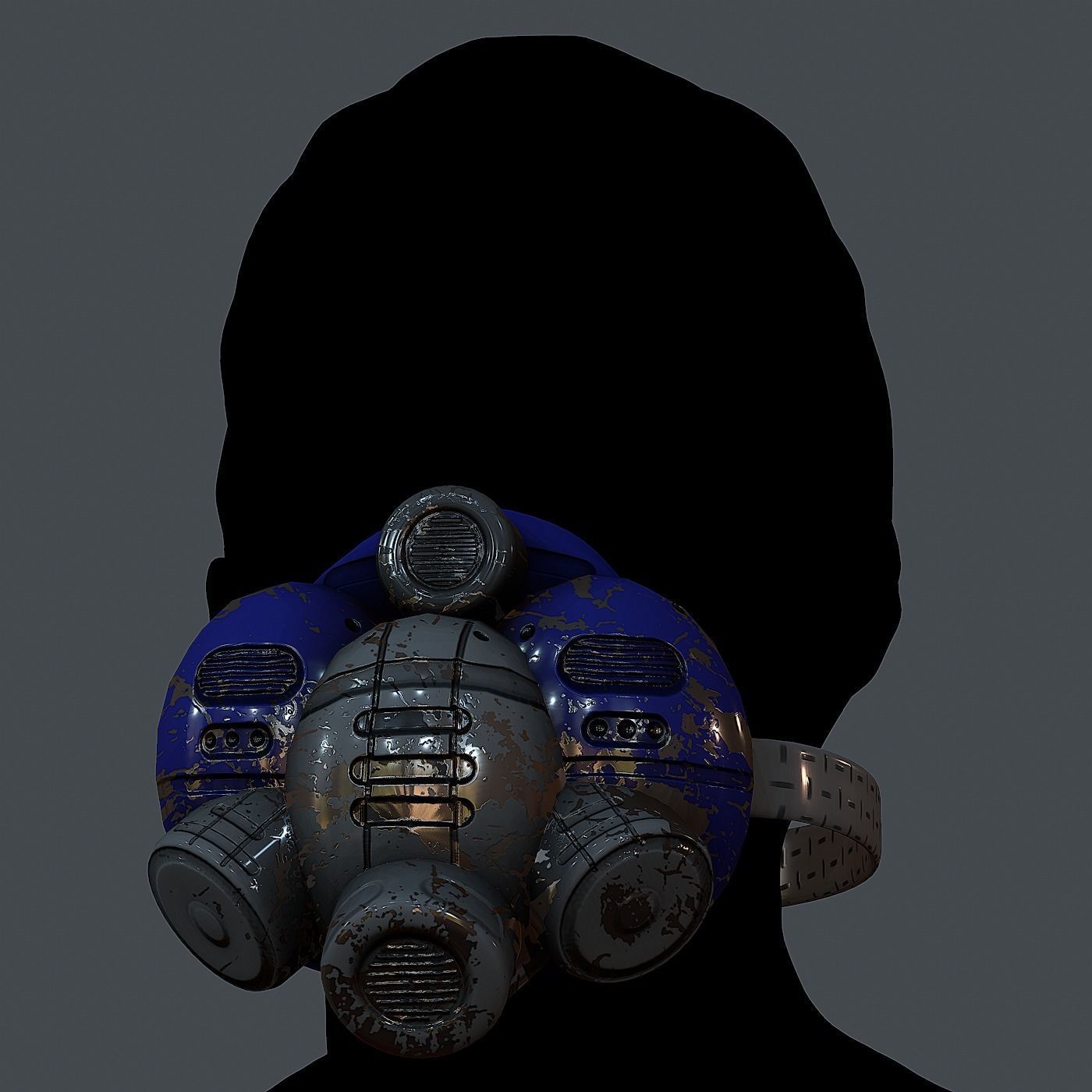 Gas mask helmet 3d model scifi Low-poly  Low-poly 3D model_2