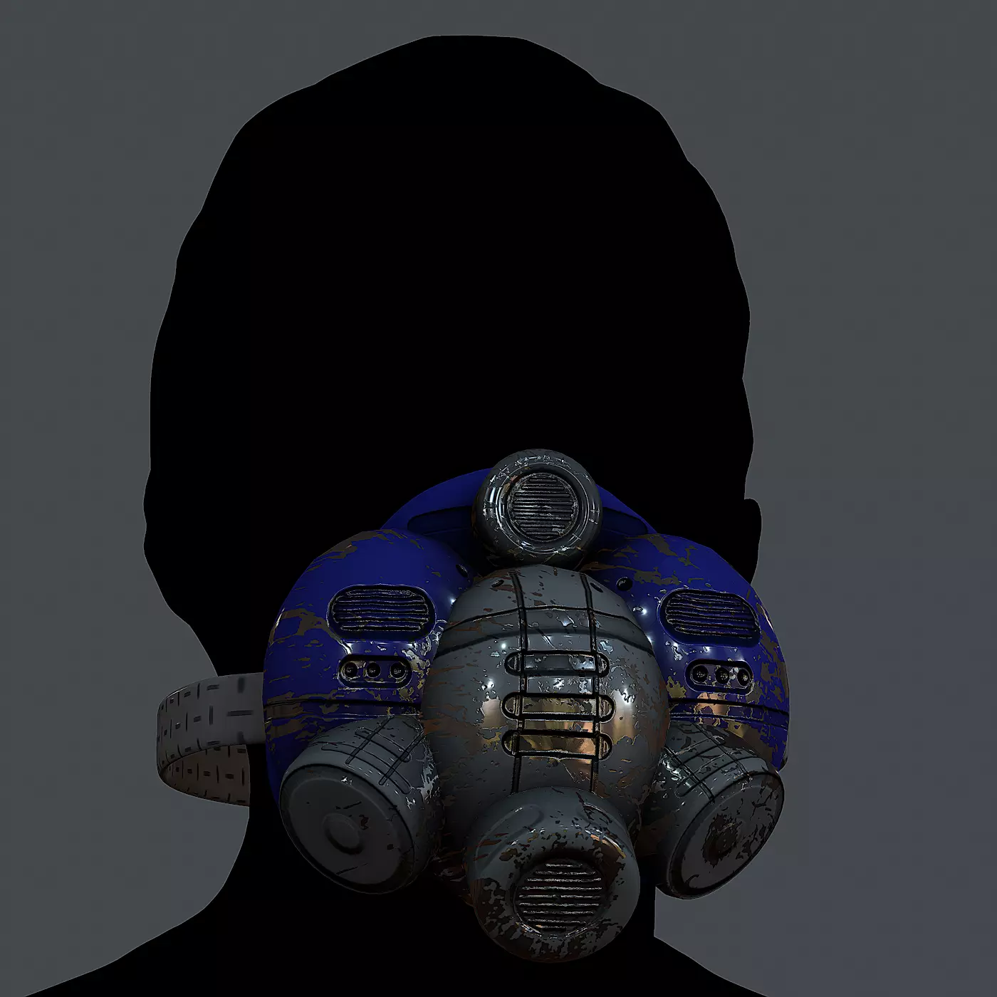 Gas mask helmet 3d model scifi Low-poly  Low-poly 3D model_0