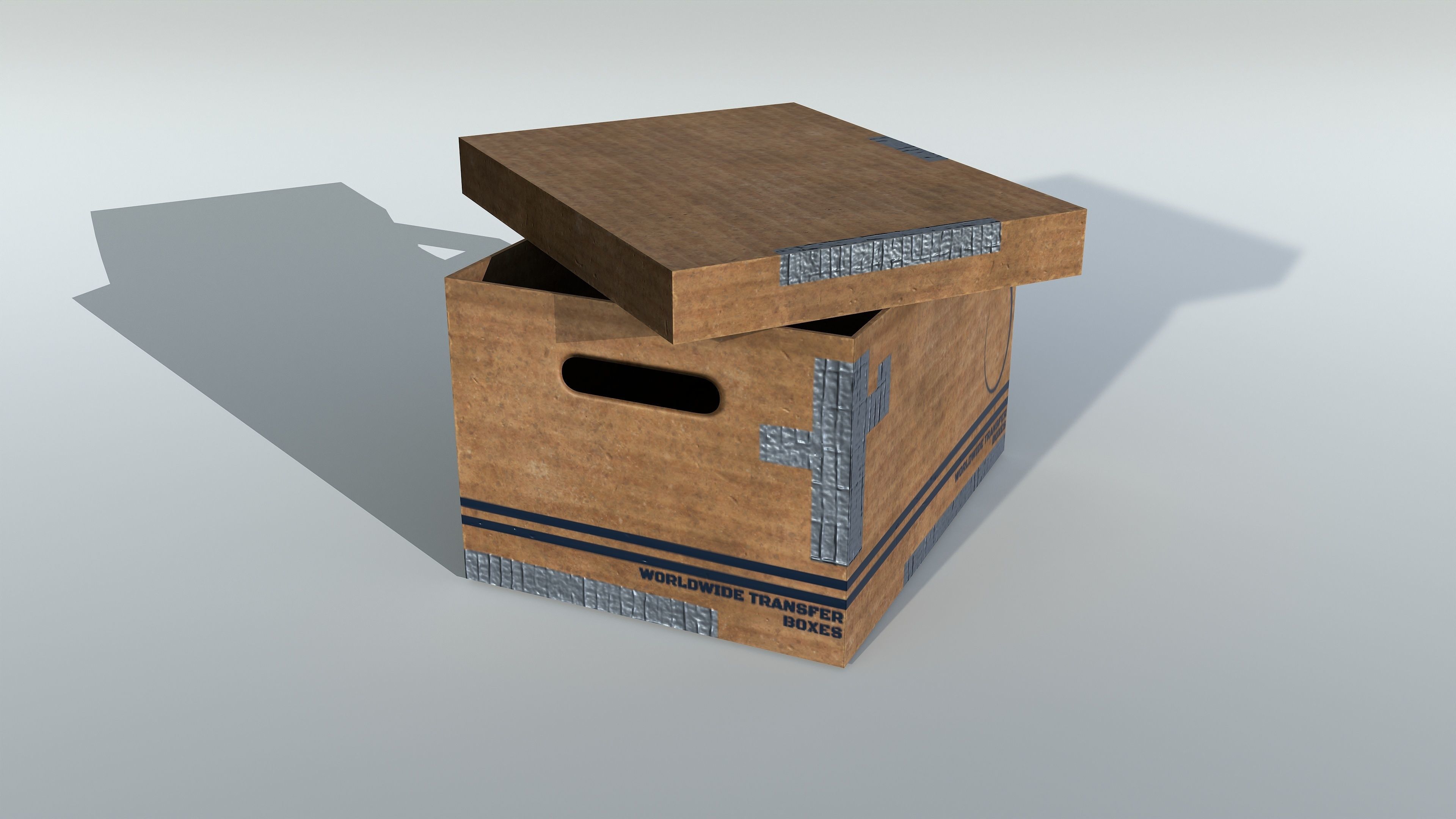 Cardboard Boxes Set PBR Game Ready Low-poly 3D model_6
