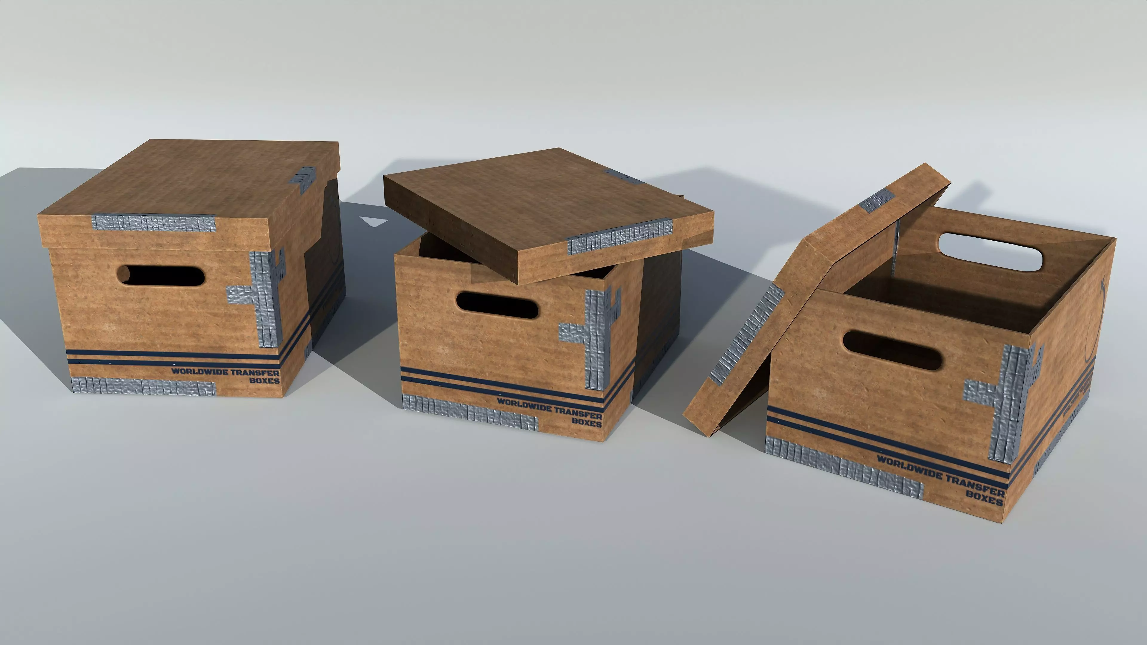 Cardboard Boxes Set PBR Game Ready Low-poly 3D model_0