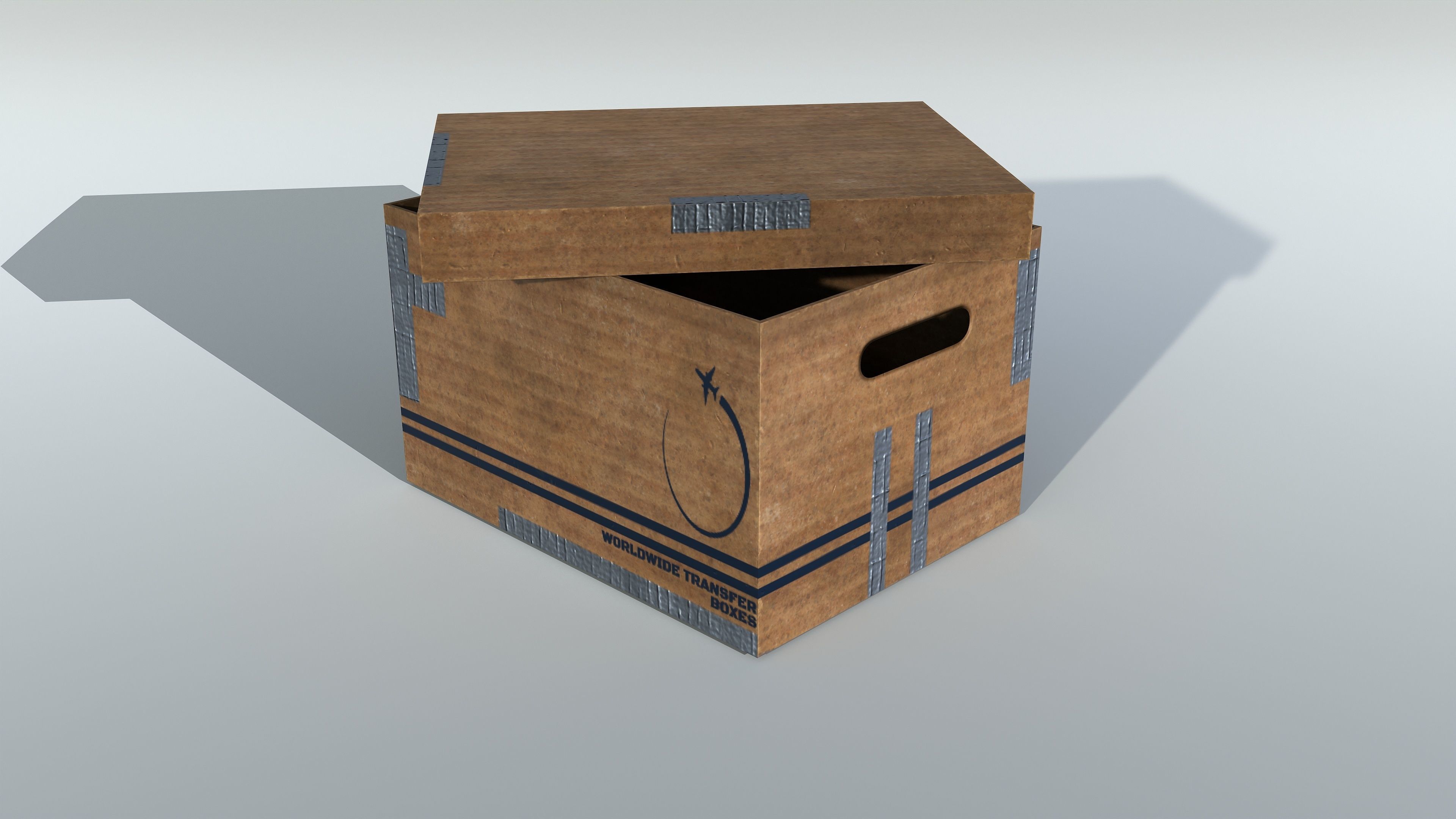 Cardboard Boxes Set PBR Game Ready Low-poly 3D model_7