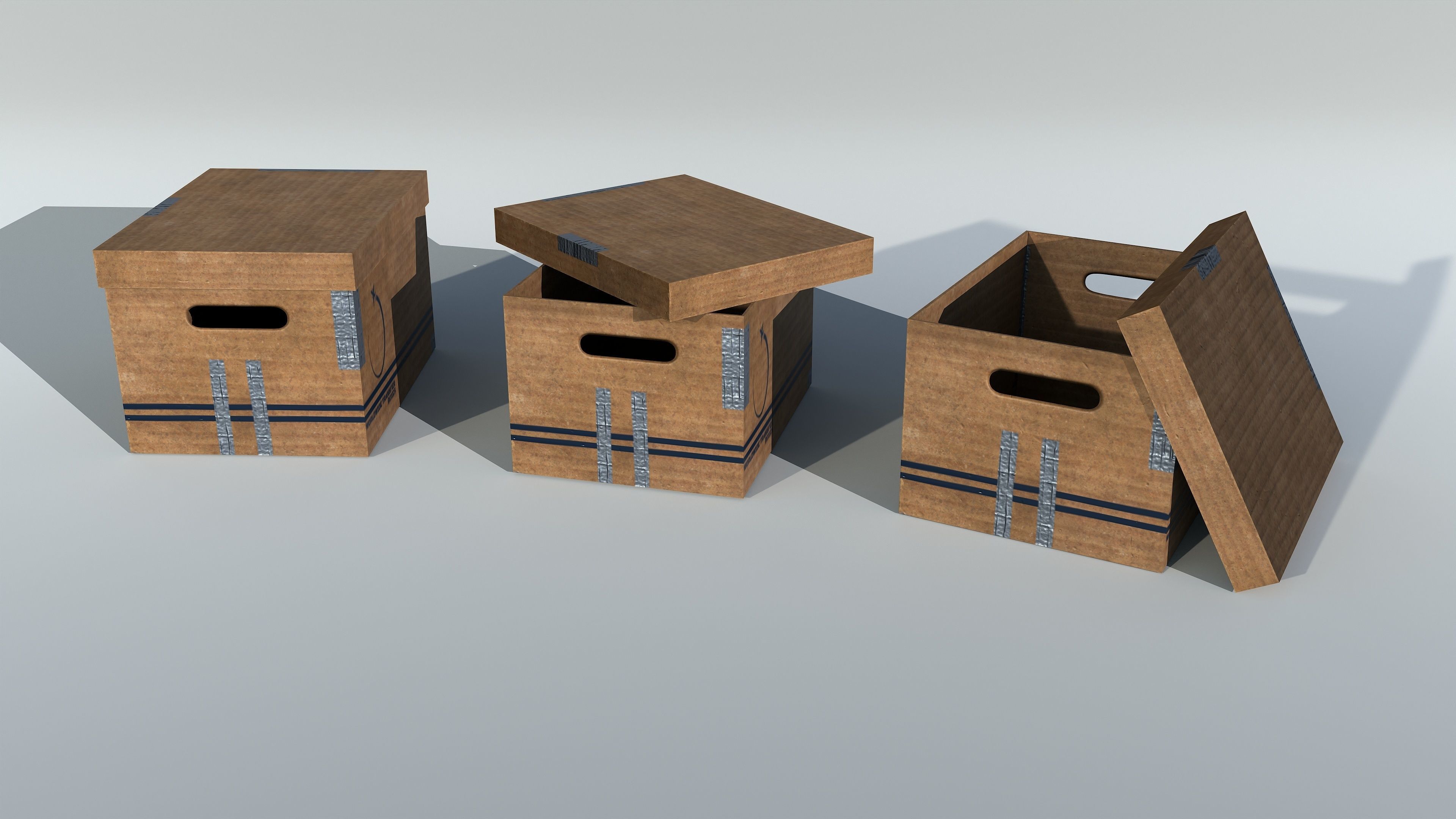 Cardboard Boxes Set PBR Game Ready Low-poly 3D model_3