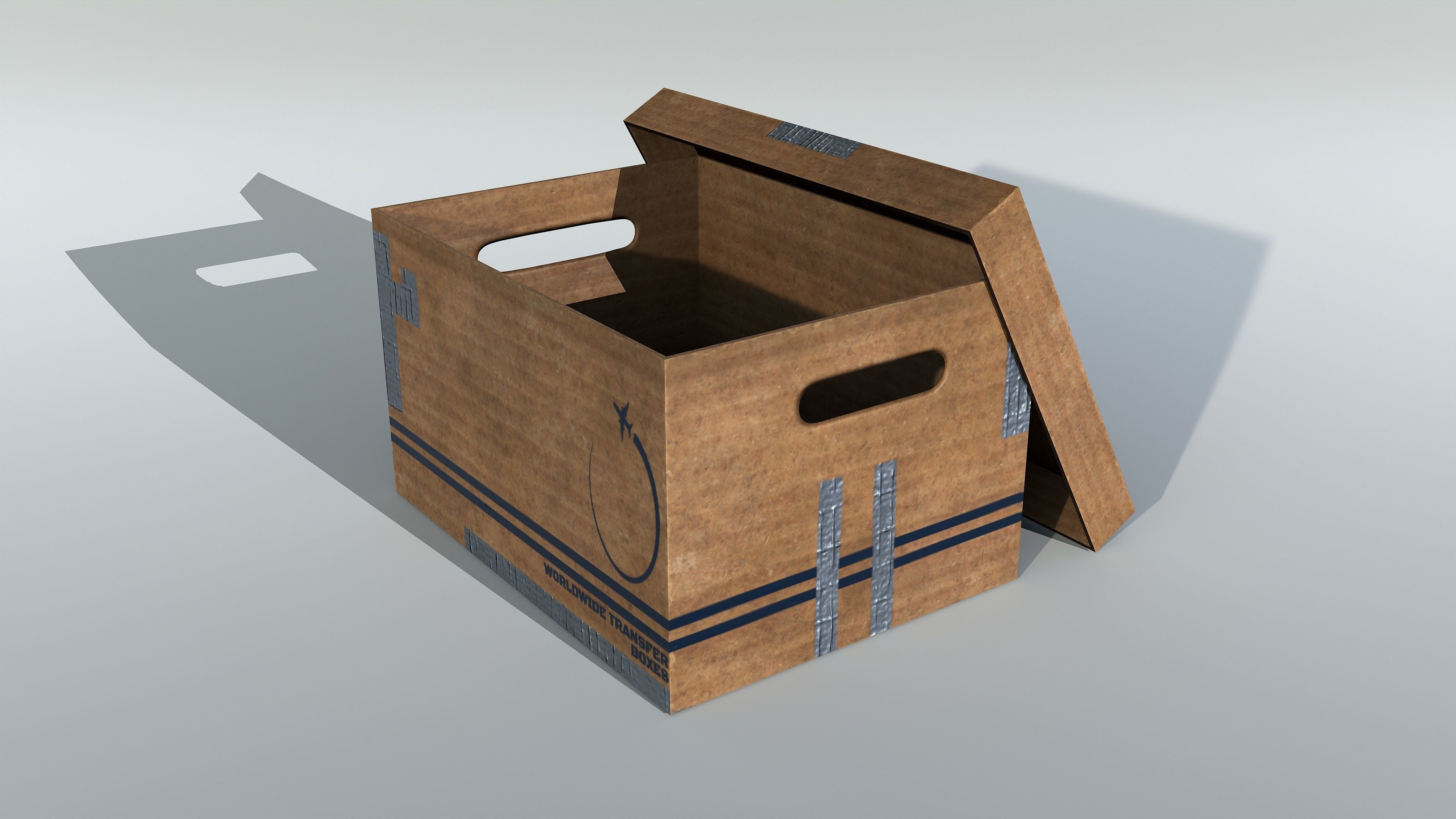 Cardboard Boxes Set PBR Game Ready Low-poly 3D model_9