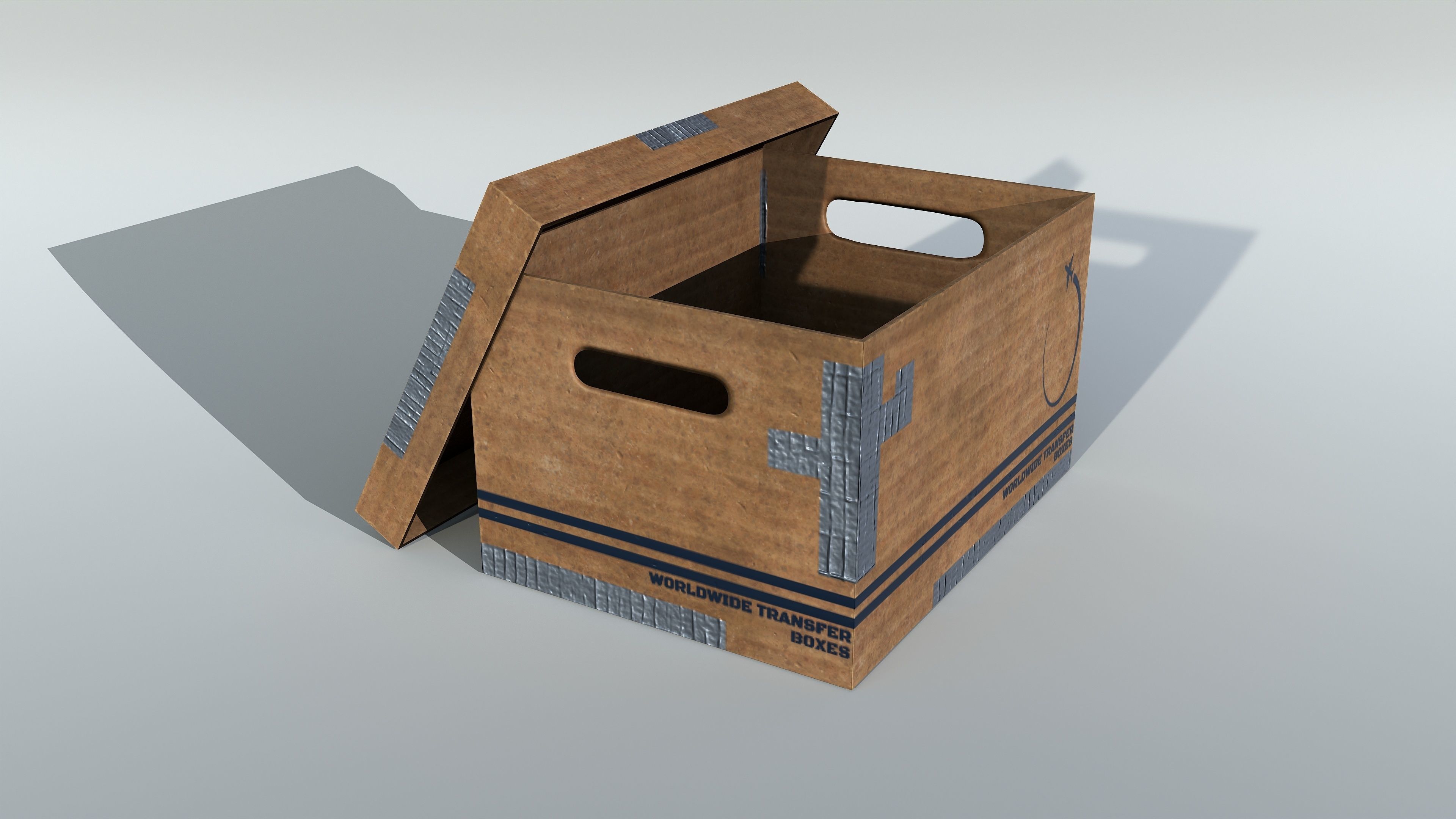 Cardboard Boxes Set PBR Game Ready Low-poly 3D model_8