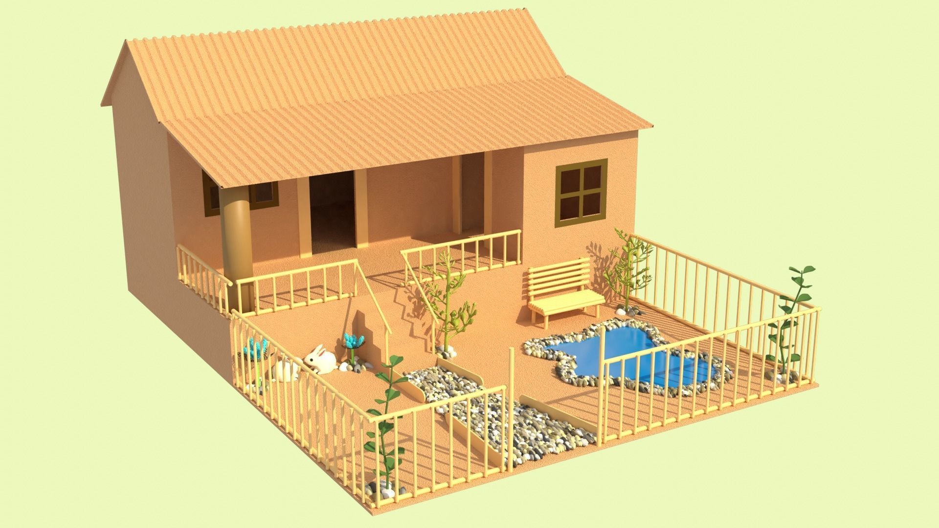 Cardboard house in some formats 3D model_4