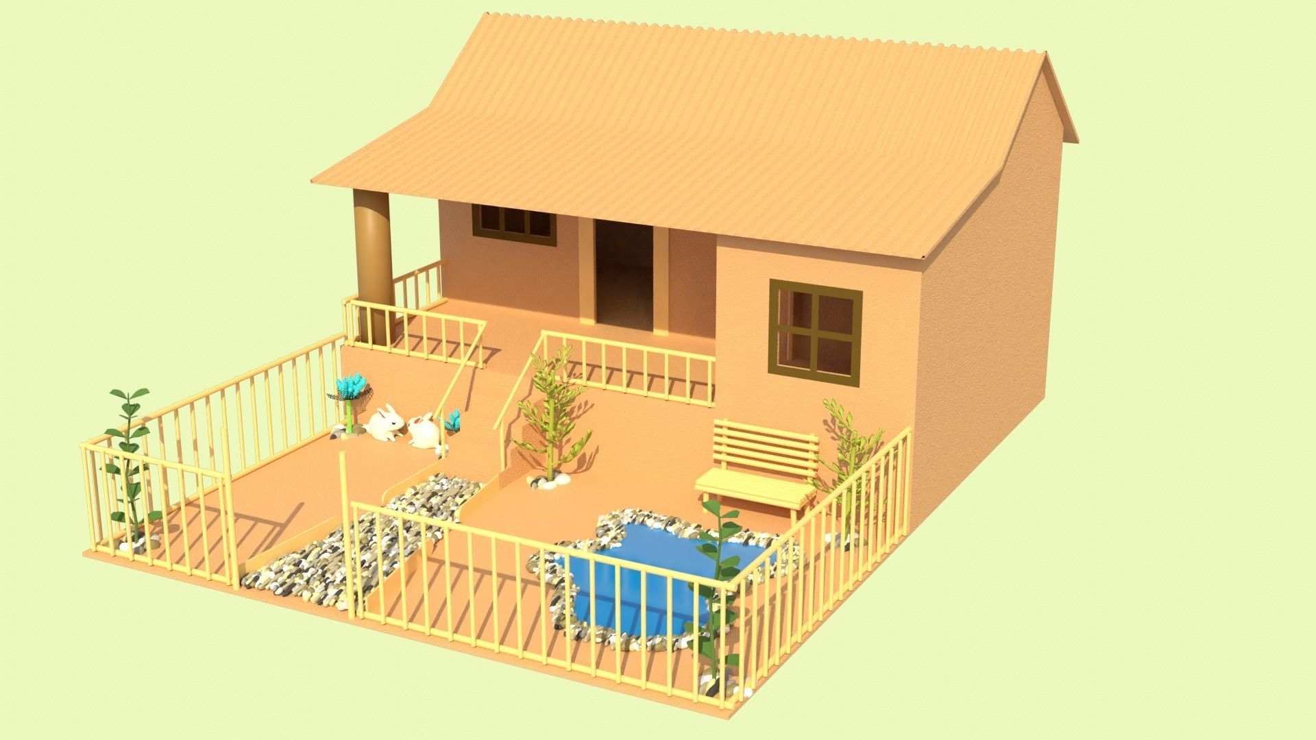 Cardboard house in some formats 3D model_38