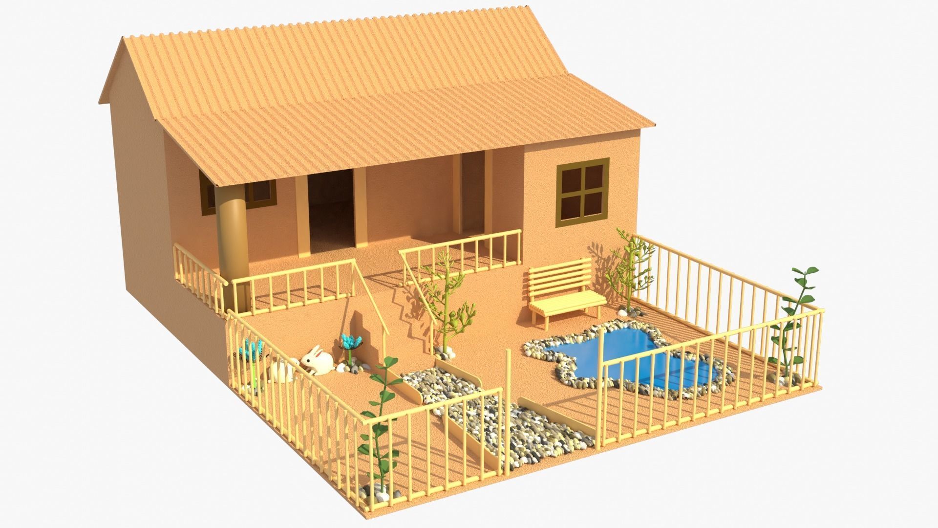 Cardboard house in some formats 3D model_2