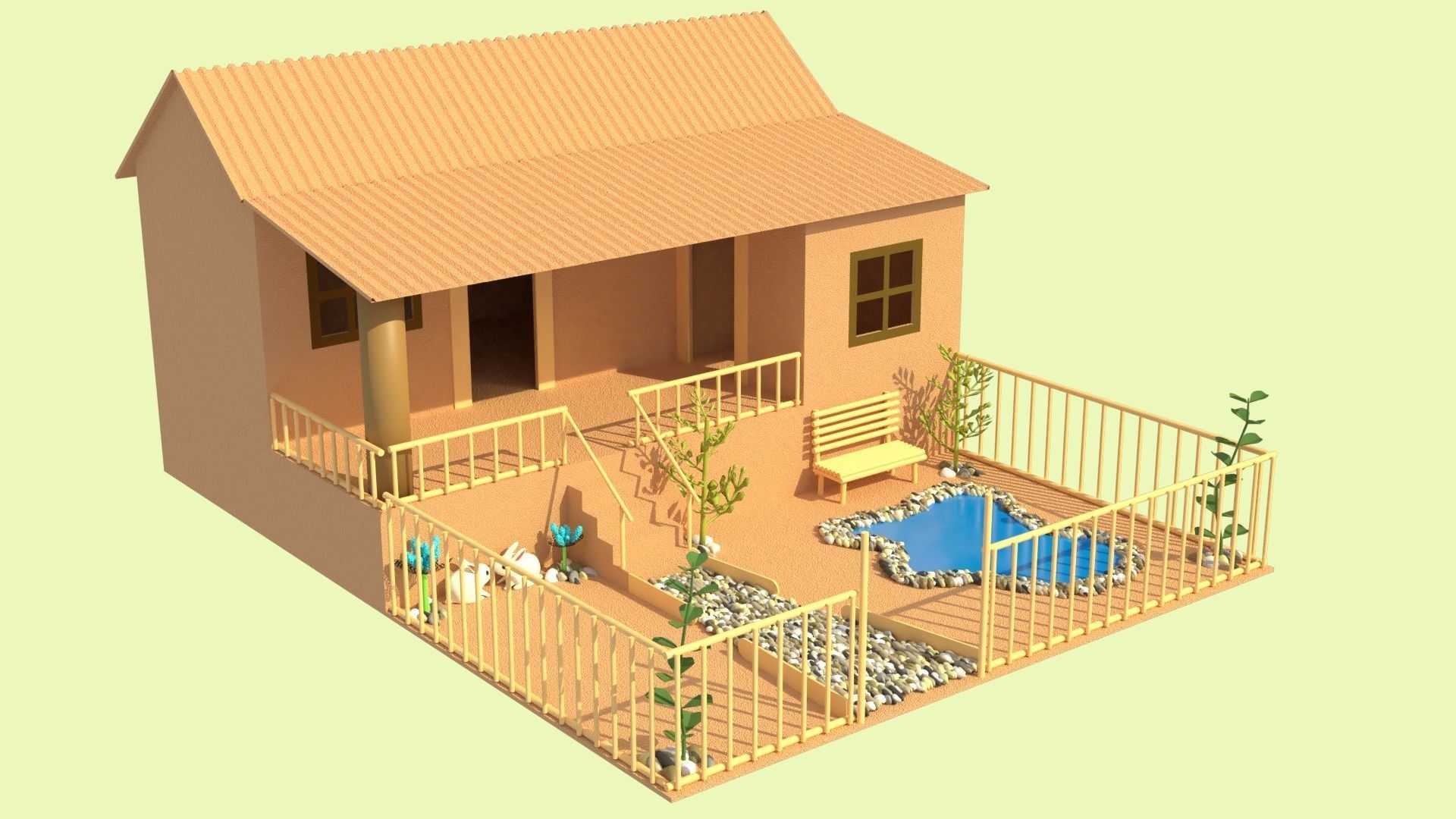 Cardboard house in some formats 3D model_7