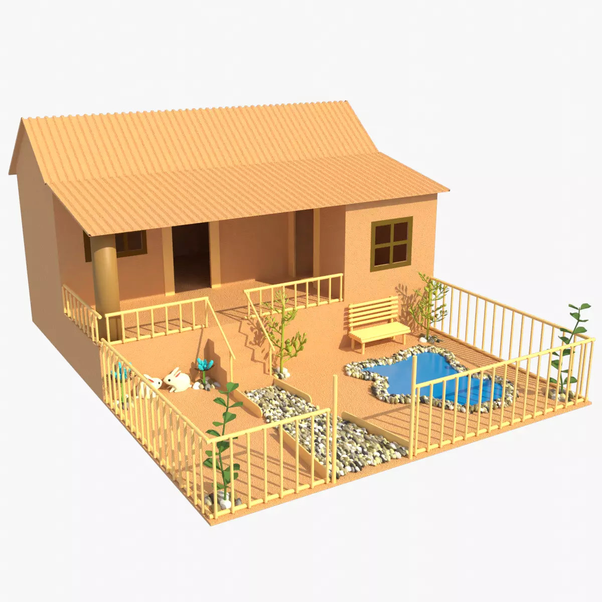 Cardboard house in some formats 3D model_0