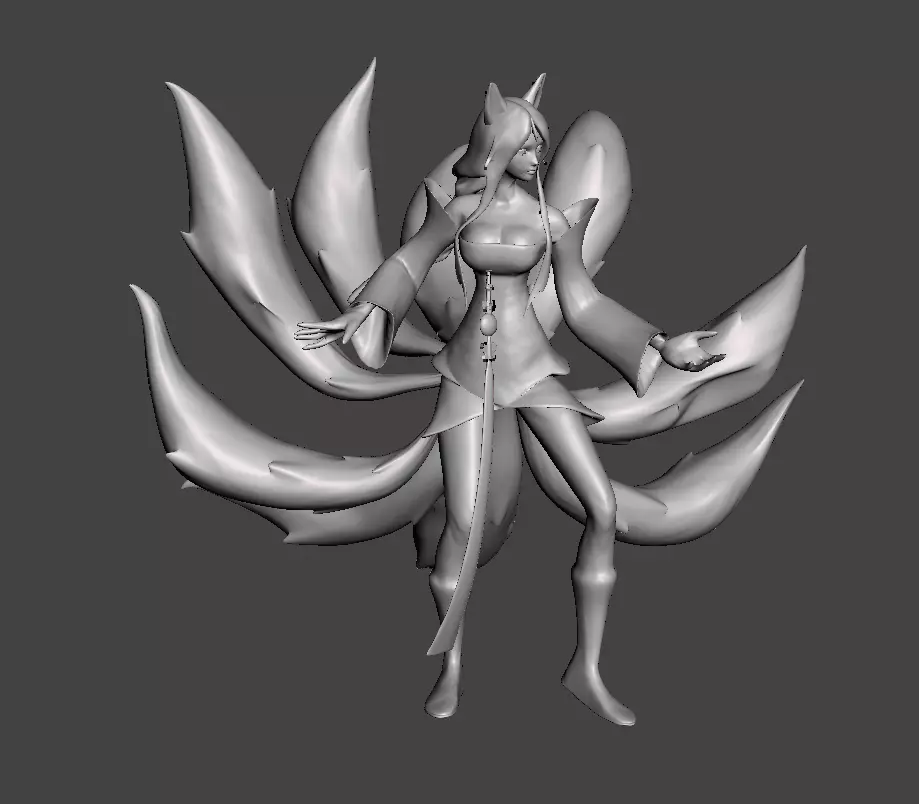 Ahri 3D Model female character with wings 3D print model_0