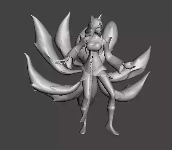Ahri 3D Model female character with wings