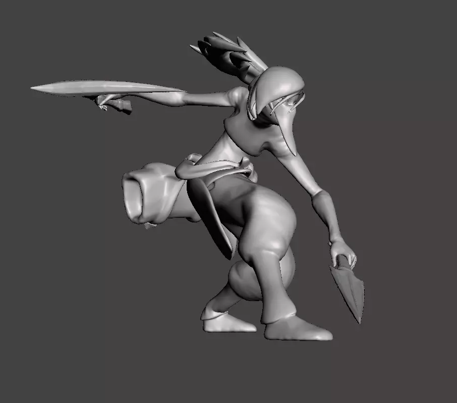 Akali 3D Model woman holding sword 3D print model