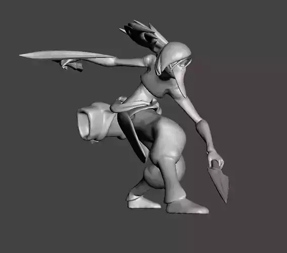Akali 3D Model woman holding sword