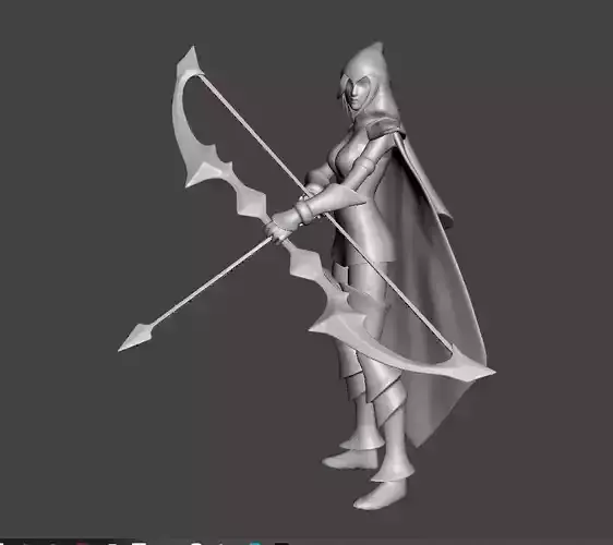 Ashe 3D Model woman holding bow and arrow