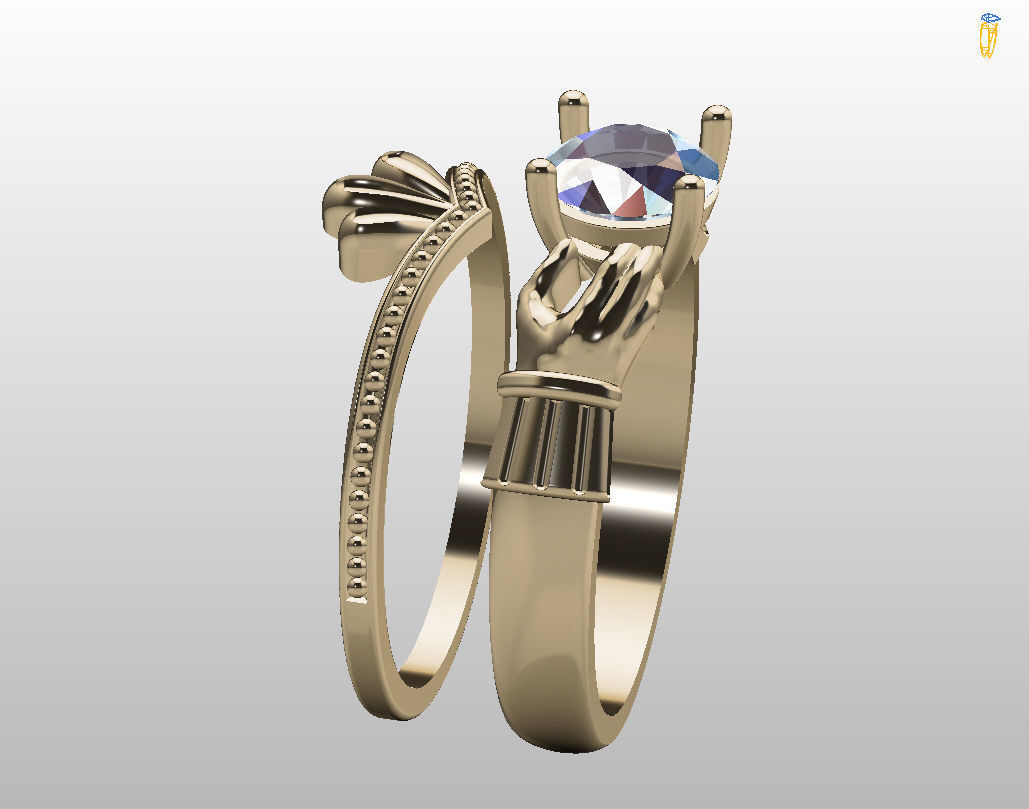 Claddagh ring 3D print model_15