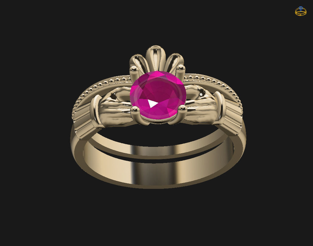 Claddagh ring 3D print model_24