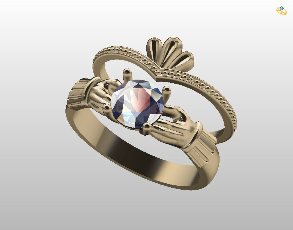 Claddagh ring 3D print model_13