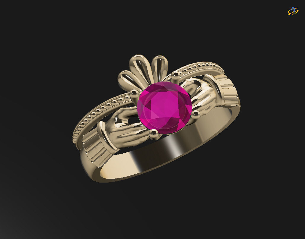 Claddagh ring 3D print model_22