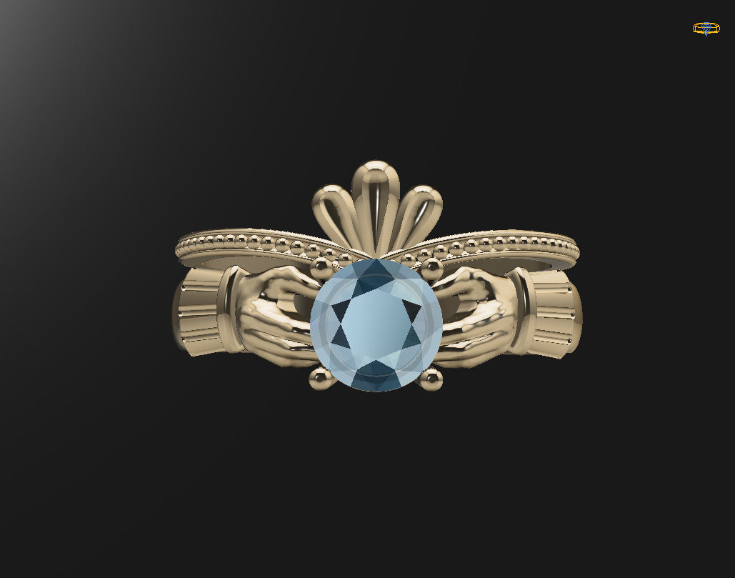 Claddagh ring 3D print model_21