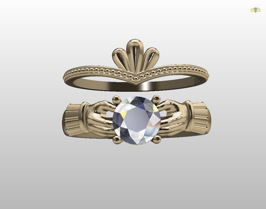 Claddagh ring 3D print model_12